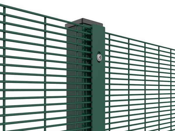 A piece of 2D 358 high security fence is displayed.