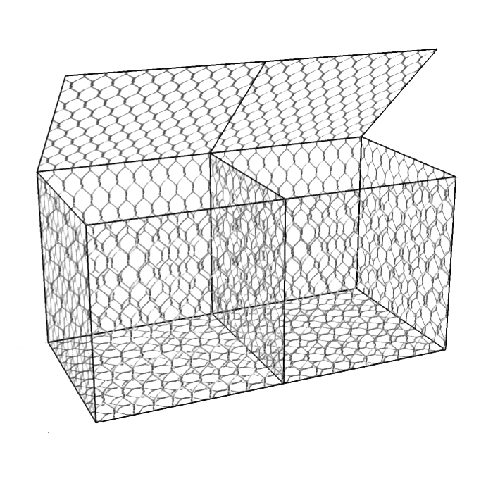 A unit of woven gabion basket on transparent background.